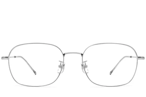 Lunettes rectangulaires en titane argenté #BS0423-0116