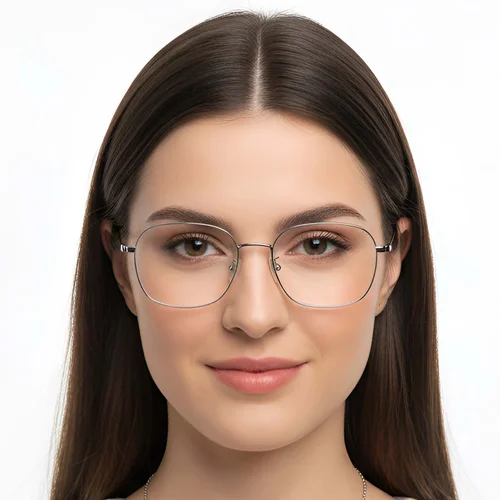Lunettes rectangulaires en titane argenté #BS0423-0116