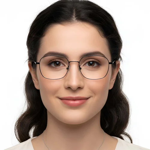 Lunettes rectangulaires en titane gris #BS0423-0117