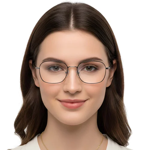 Lunettes rectangulaires en titane noir #BS0423-0118