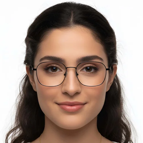 Lunettes rectangulaires en titane noir #BS0423-0119