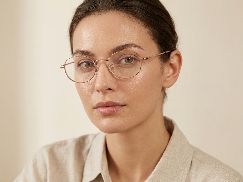 Gafas ovaladas de titanio rosa #BS0423-0120