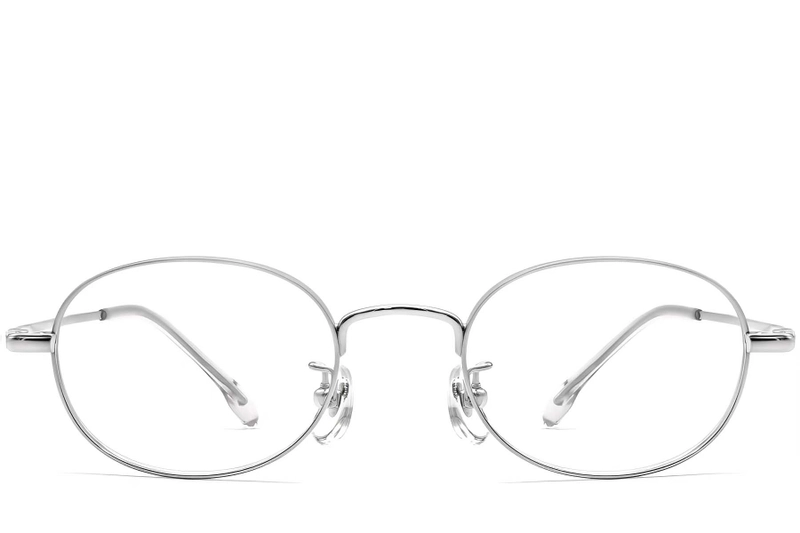 Oval Silver Titanium Glasses #BS0423-0121