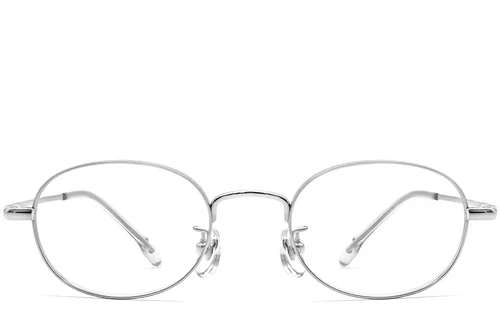Lunettes ovales en titane argenté #BS0423-0121