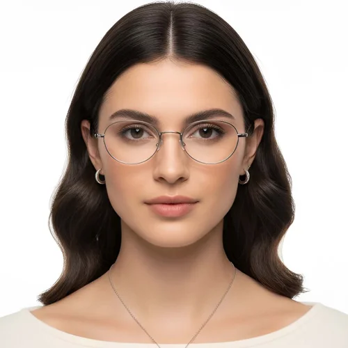 Lunettes ovales en titane argenté #BS0423-0121
