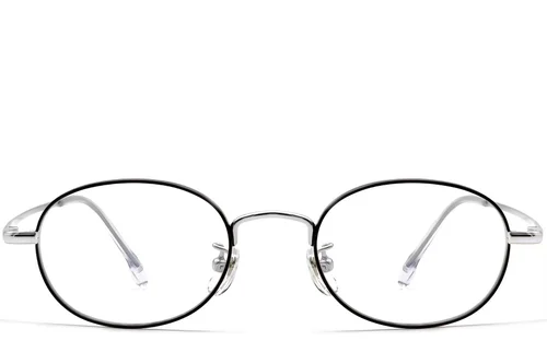 Lunettes ovales en titane noir #BS0423-0122