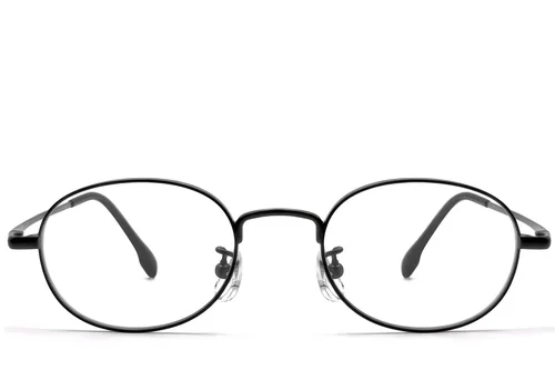 Lunettes ovales en titane noir #BS0423-0123