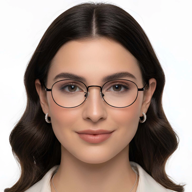 Lunettes ovales en titane noir #BS0423-0123