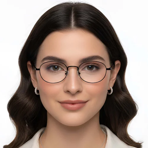 Lunettes ovales en titane noir #BS0423-0123