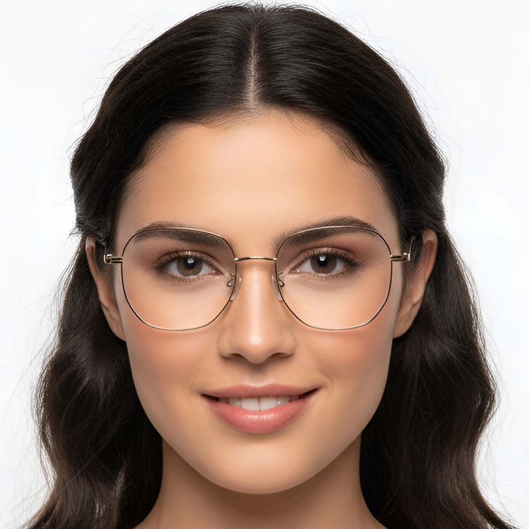 Geometrische braune Metallbrille #BS0423-0147