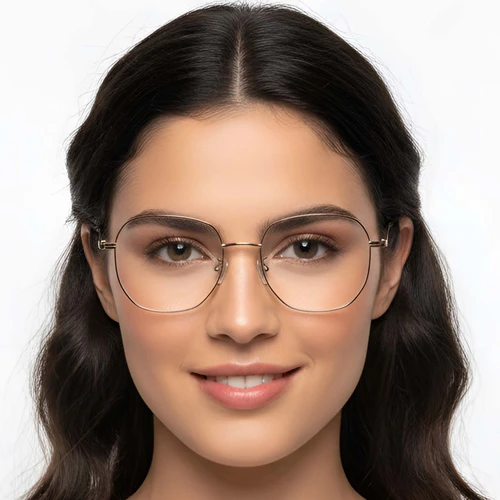 Gafas geométricas de metal marrón #BS0423-0147