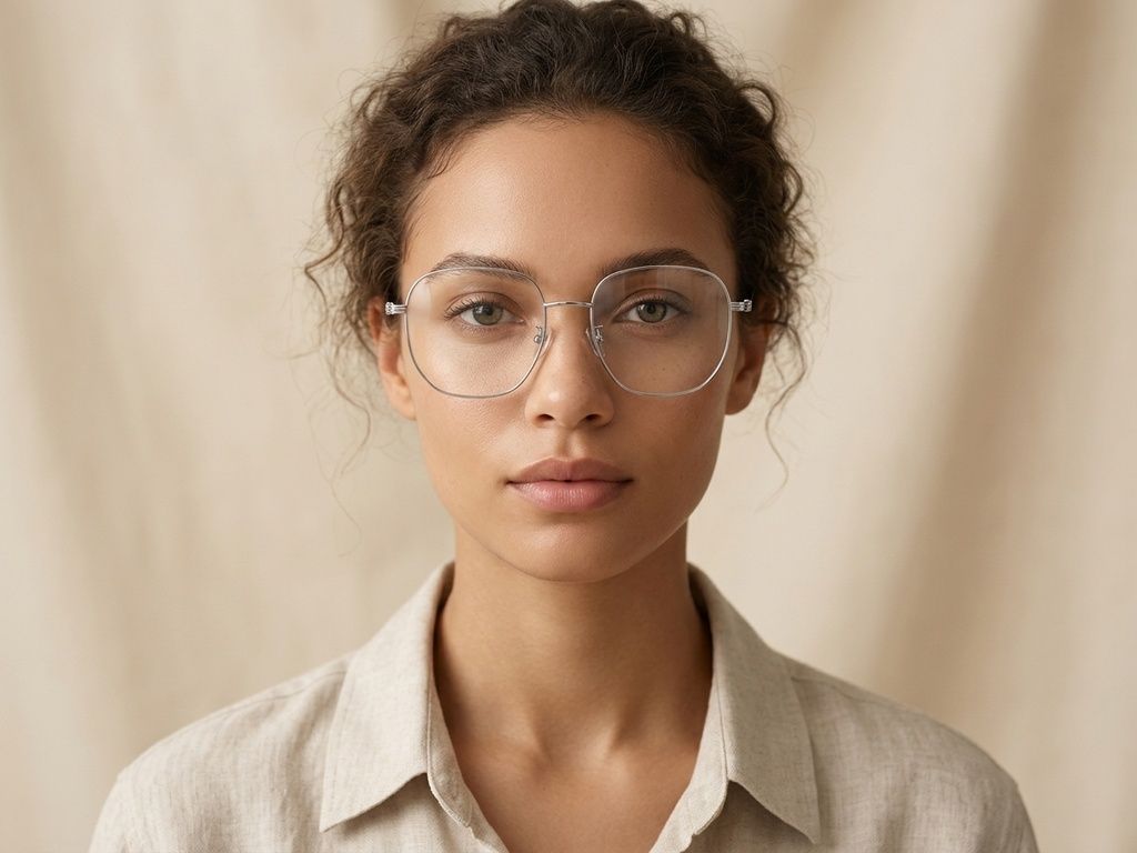 Lunettes géométriques en métal argenté #BS0423-0152