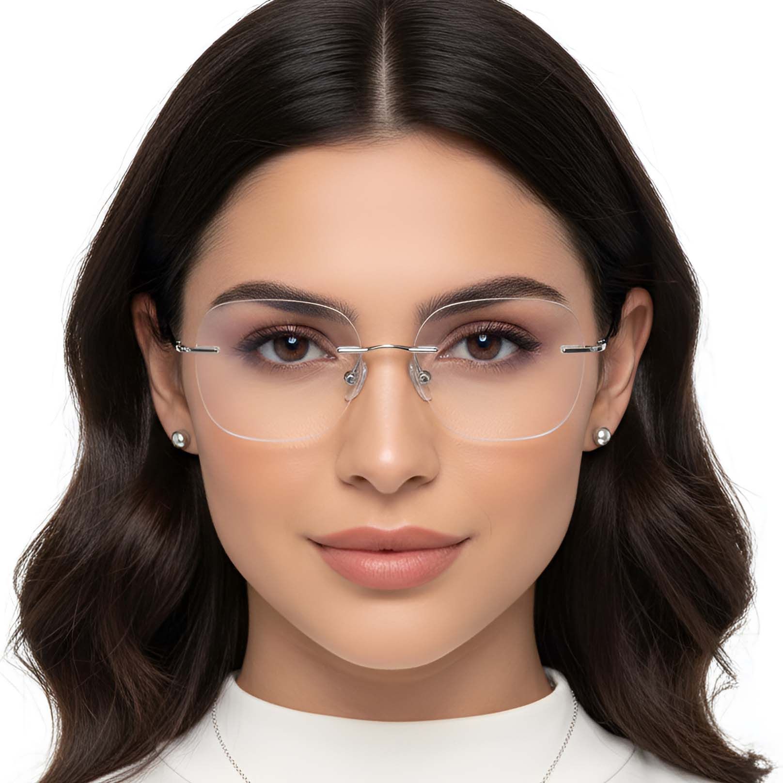 Invisible Silver Titanium Glasses #BS0423-0209