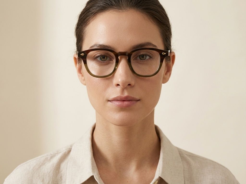 Oval Green Acetate Glasses #BS0522-0003