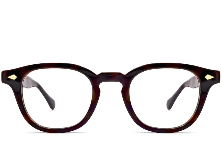 Oval Brown Acetate Glasses #BS0522-0004
