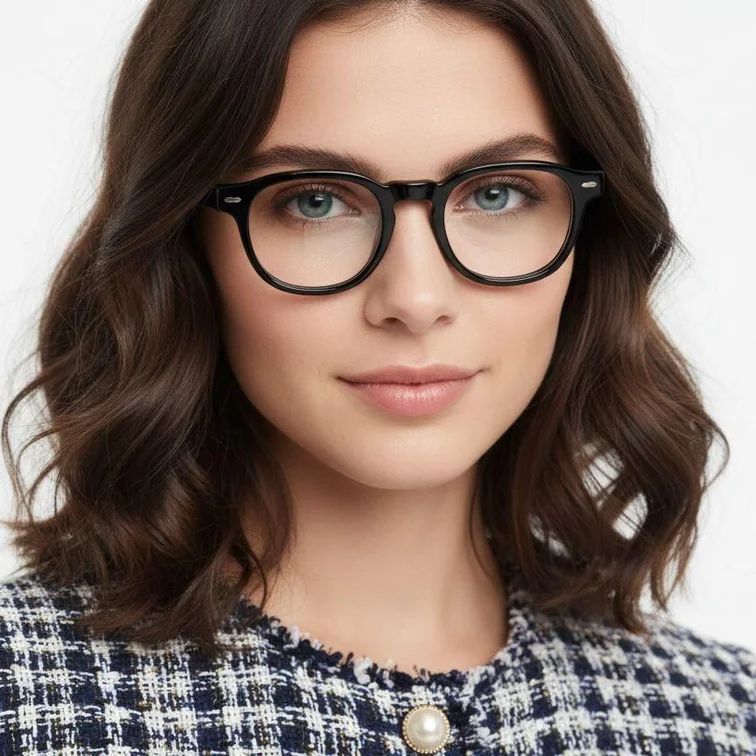 Rectangular Black Acetate Glasses #BS0522-0012