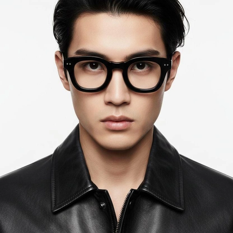 Oval Black Acetate Glasses #BS0522-0018