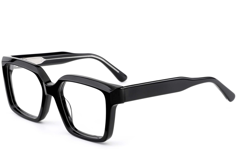 Rectangular Black Acetate Glasses #BS0522-0025