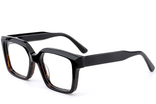 Rectangular Black Acetate Glasses #BS0522-0027