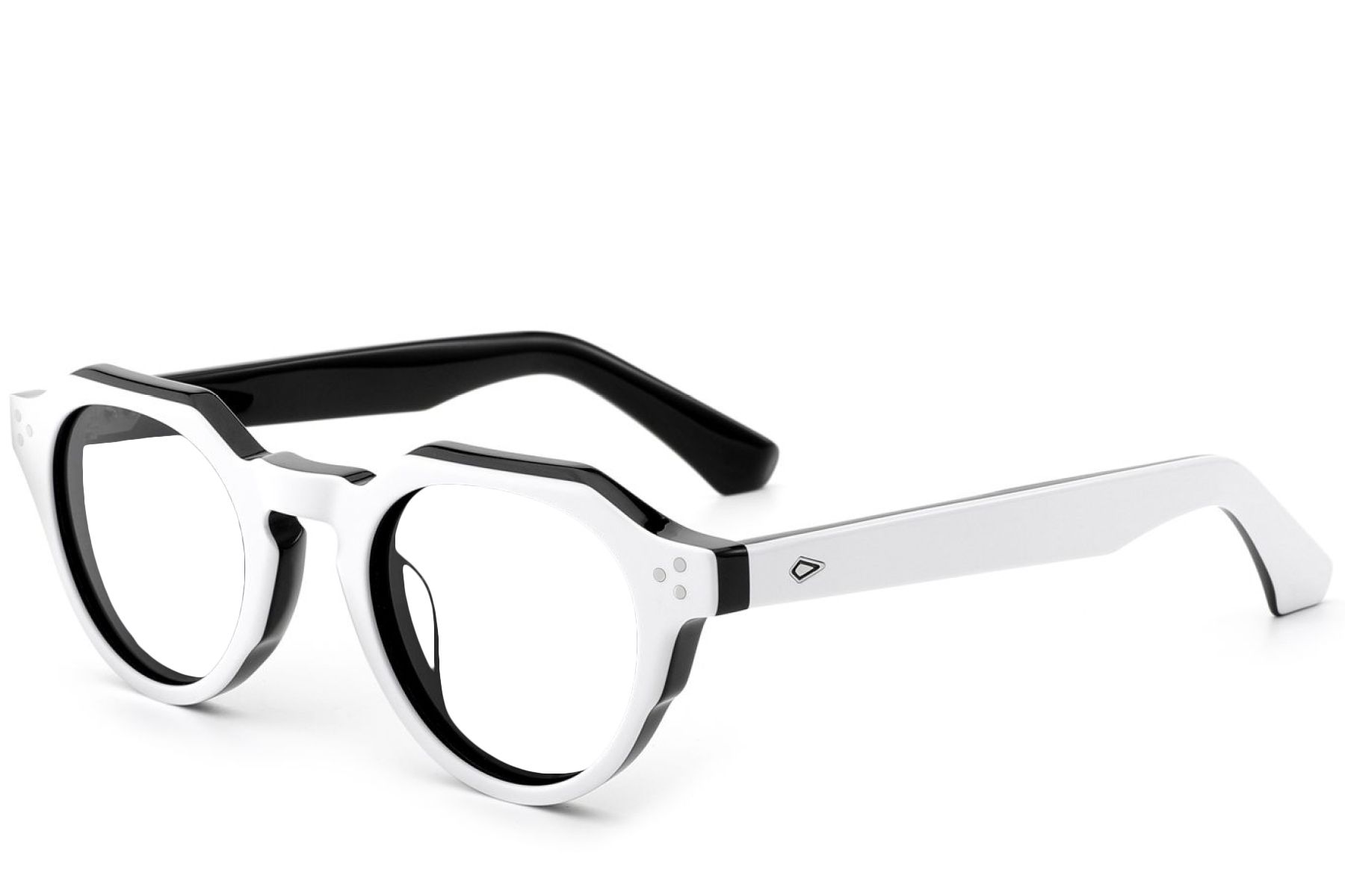 Oval White Acetate Glasses #BS0522-0029