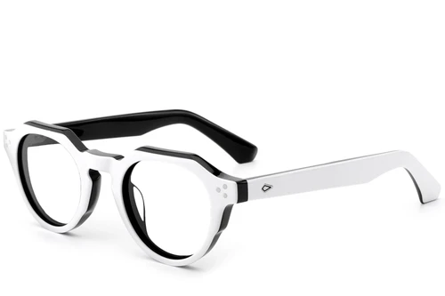 Oval White Acetate Glasses #BS0522-0029