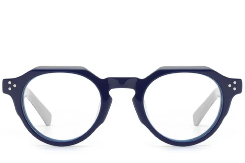 Lunettes ovales en acétate bleu #BS0522-0032
