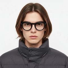 Oval Black Acetate Glasses #BS0522-0033