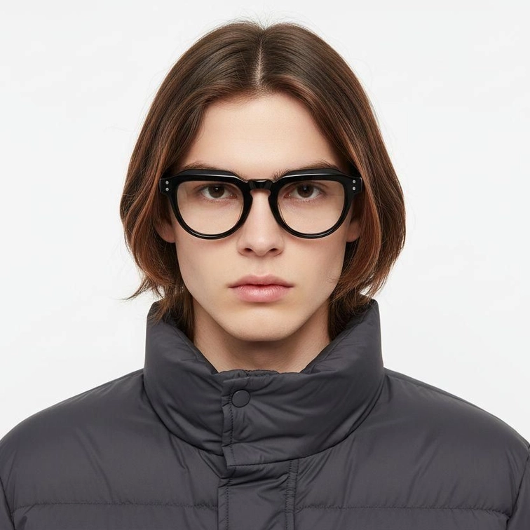 Oval Black Acetate Glasses #BS0522-0033