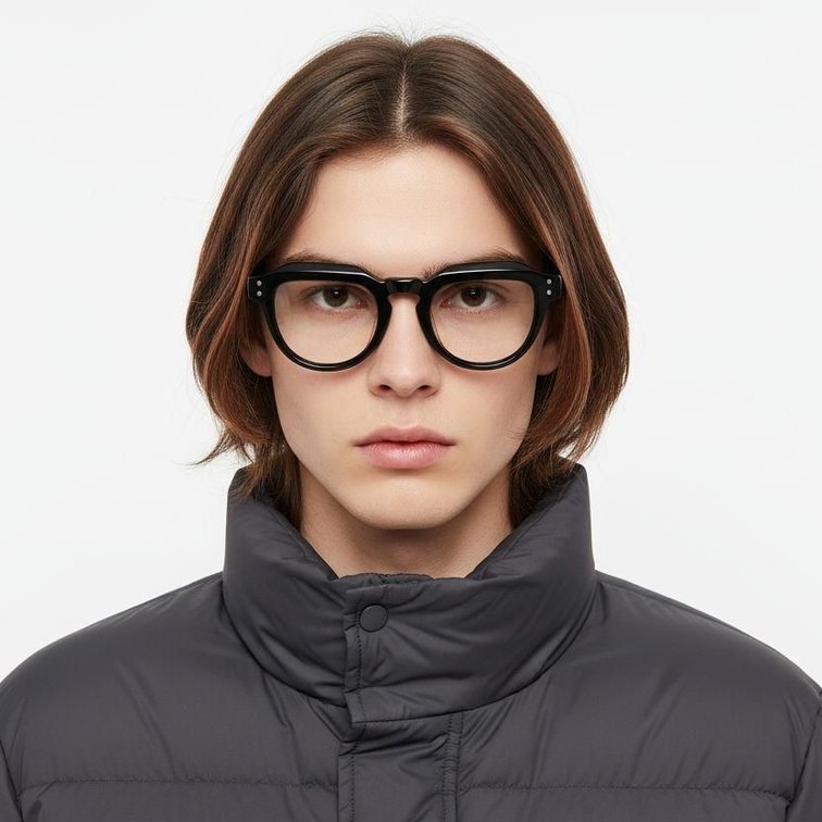 Gafas ovaladas de acetato negro #BS0522-0033