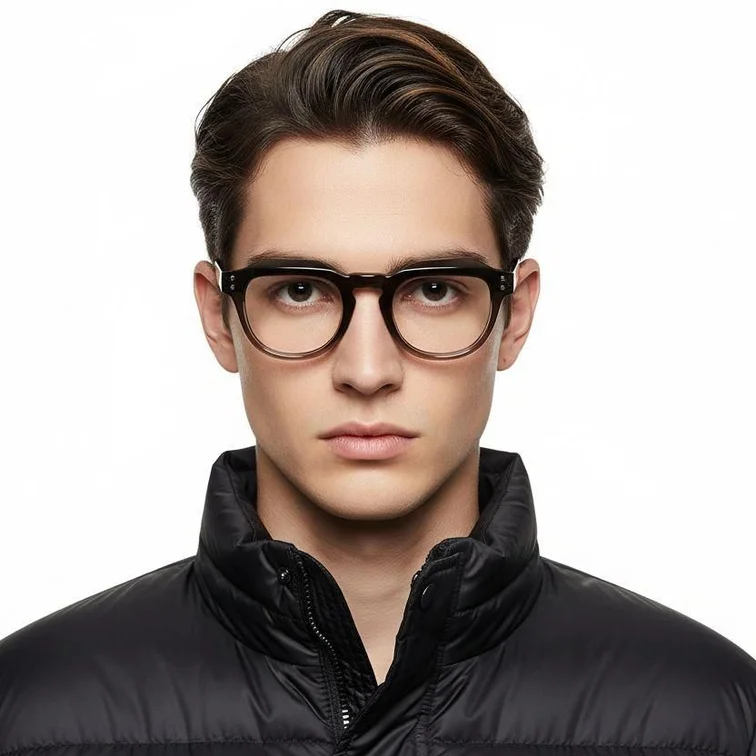 Oval Brown Acetate Glasses #BS0522-0034