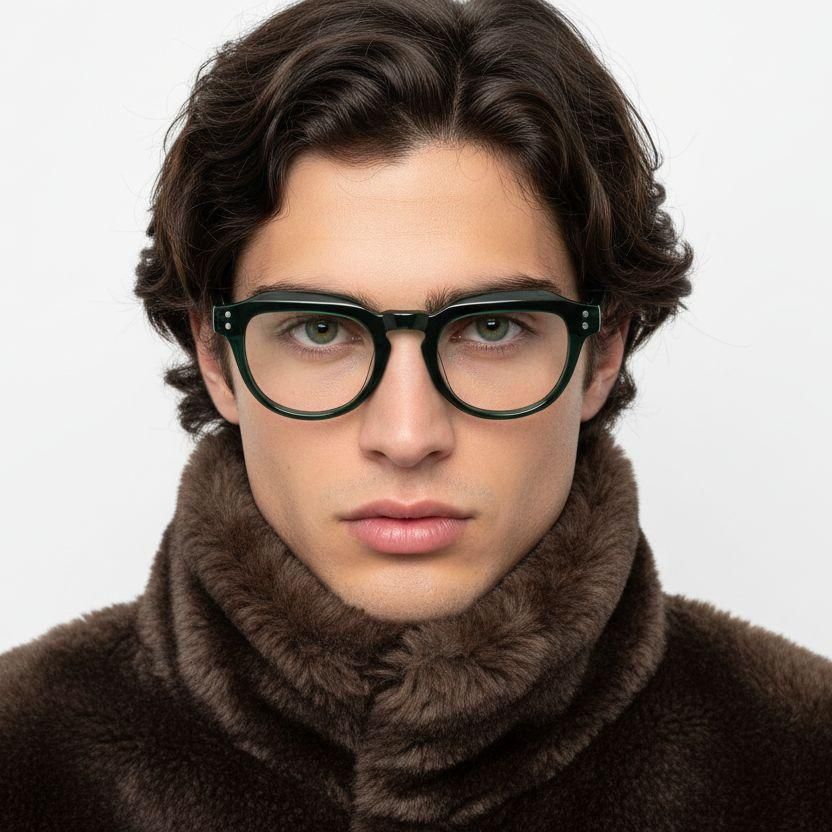 Oval Green Acetate Glasses #BS0522-0035