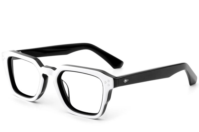 Rectangular White Acetate Glasses #BS0522-0037