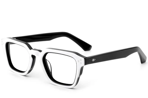Rectangular White Acetate Glasses #BS0522-0037
