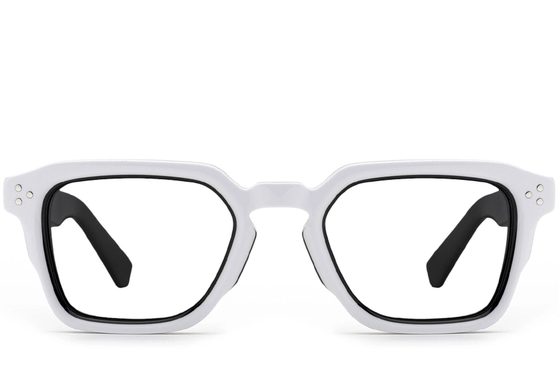 Rectangular White Acetate Glasses #BS0522-0037
