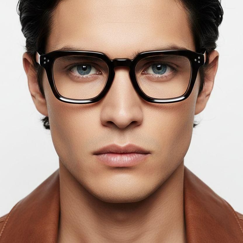 Rectangular Tortoiseshell Acetate Glasses #BS0522-0038
