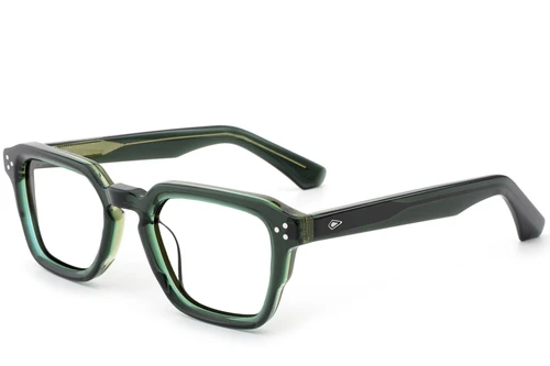 Rectangular Green Acetate Glasses #BS0522-0039