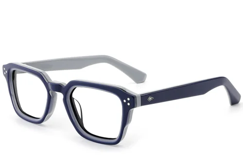 Lunettes rectangulaires en acétate bleu #BS0522-0040