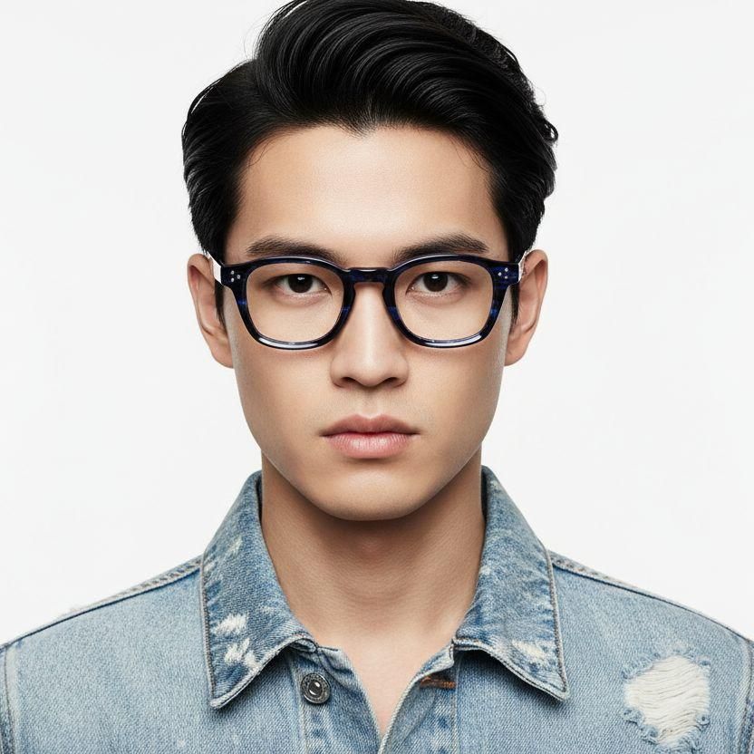 Oval Blue Acetate Glasses #BS0522-0043