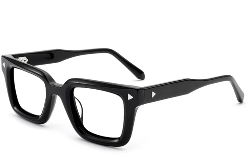 Rectangular Black Acetate Glasses #BS0522-0045
