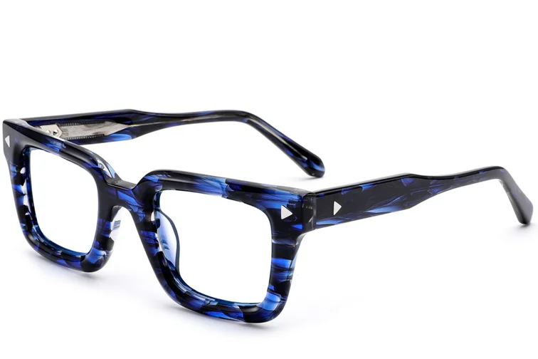 Rechteckige blaue Acetatgläser #BS0522-0047