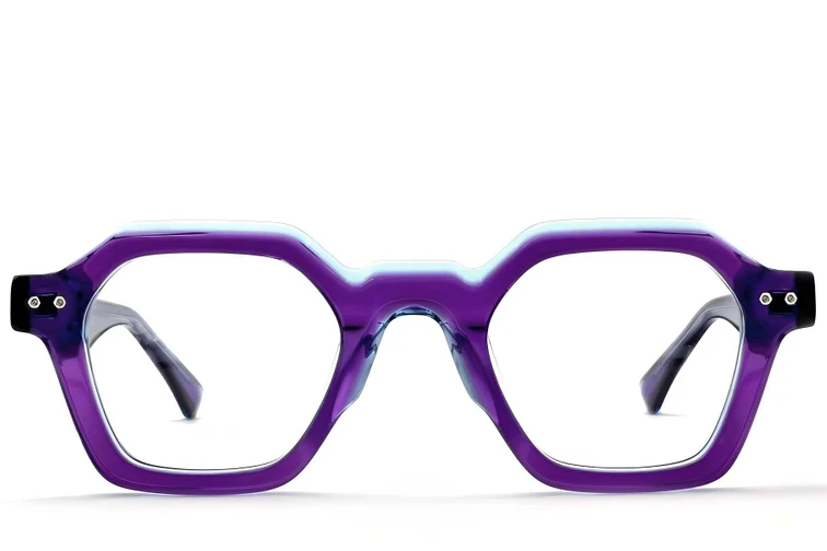 Geometrische Brille aus violettem Acetat #BS0522-0050