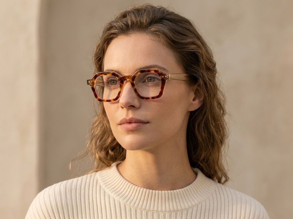 Geometric Tortoiseshell Acetate Glasses #BS0522-0051