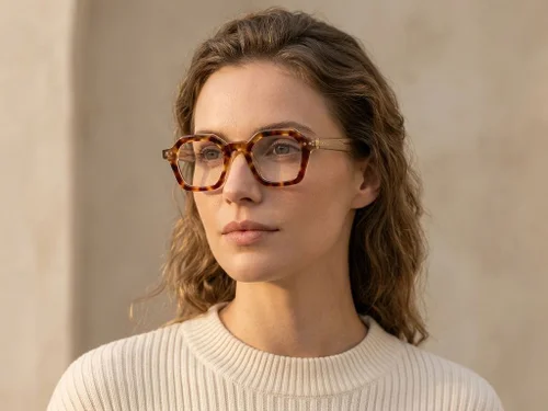 Lunettes en acétate à motif écaille de tortue géométrique #BS0522-0051
