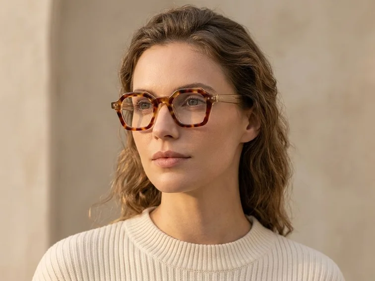 Geometric Tortoiseshell Acetate Glasses #BS0522-0051