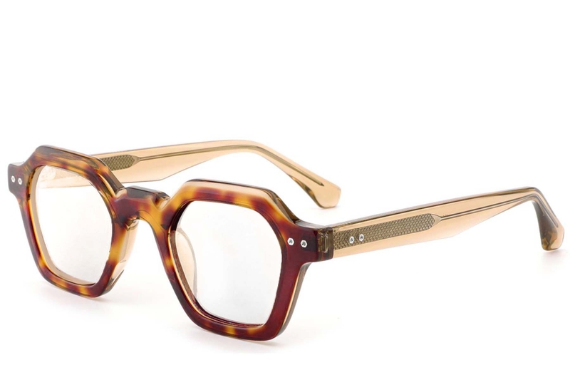 Geometric Tortoiseshell Acetate Glasses #BS0522-0051