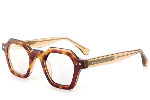 Lunettes en acétate à motif écaille de tortue géométrique #BS0522-0051