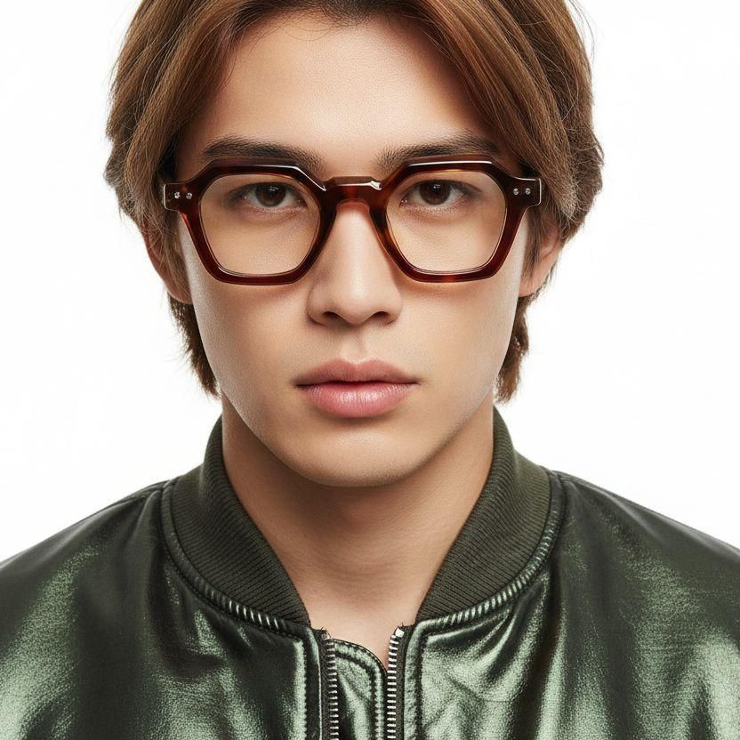 Geometric Tortoiseshell Acetate Glasses #BS0522-0051