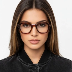 Lunettes en acétate à motif écaille de tortue géométrique #BS0522-0051