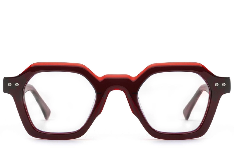 Geometric Red Acetate Glasses #BS0522-0052