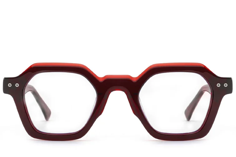 Geometric Red Acetate Glasses #BS0522-0052